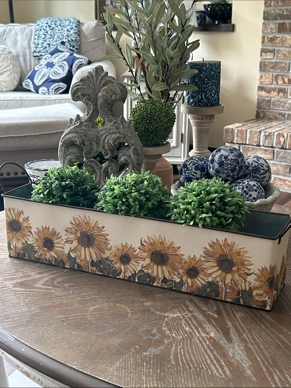 NEW! Vintage Inspired Shabby Chic LARGE Sunflower Metal Planter Box Basket